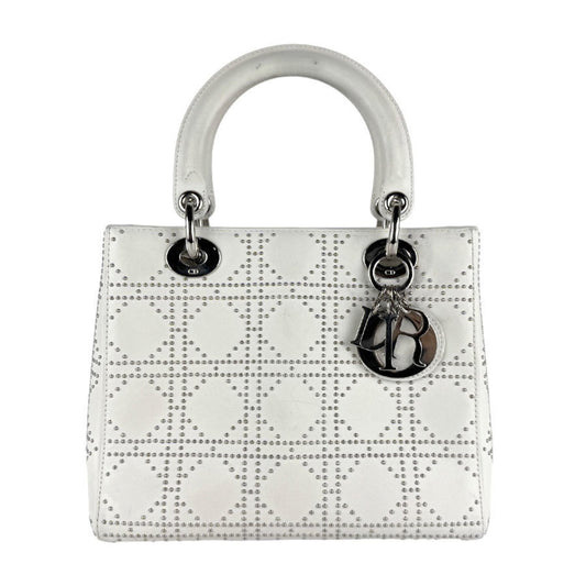 Christian Dior White Leather Handbag Shoulder Bag ()