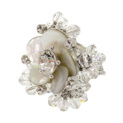 Christian Dior Silver White Metal Band Ring ()