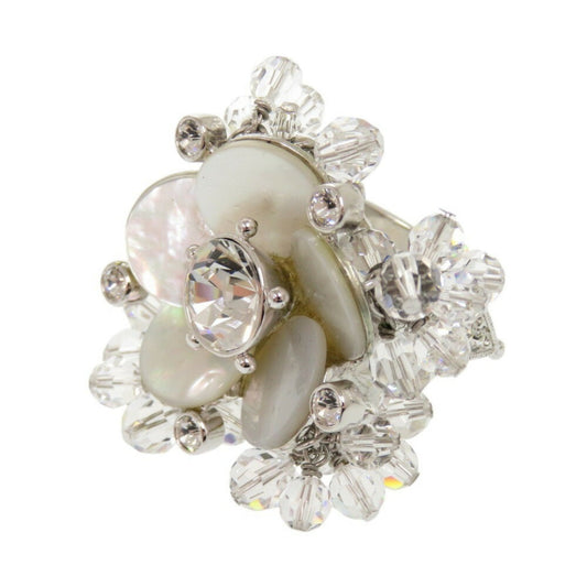Christian Dior Silver White Metal Band Ring ()