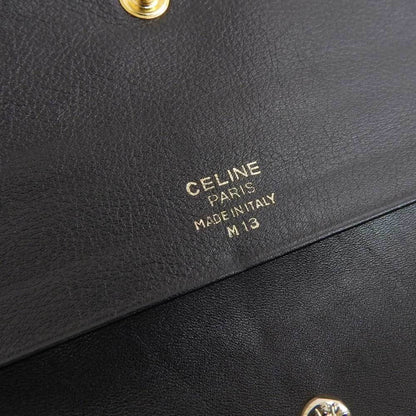 Celine bi-fold long wallet leather black with hook