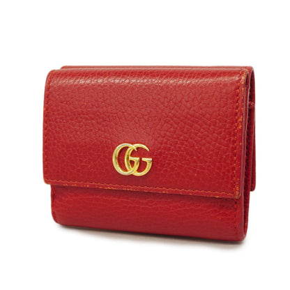 GUCCIAuth  Tri-fold Wallet GG Marmont Gold Metal 474746 Women's Leather Wallet