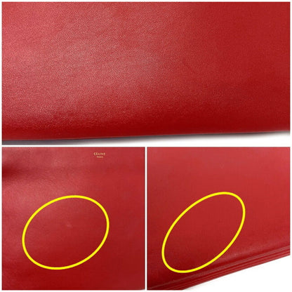 Celine Shoulder Bag Trio Large Red Gold 171453ETA 27ED Leather Smooth Lambskin Celine Pochette Crossbody Carry Thin Ladies