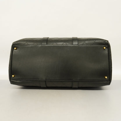 CHANEL   Bicolor Boston Bag Women,Men,Unisex Leather Boston Bag Black