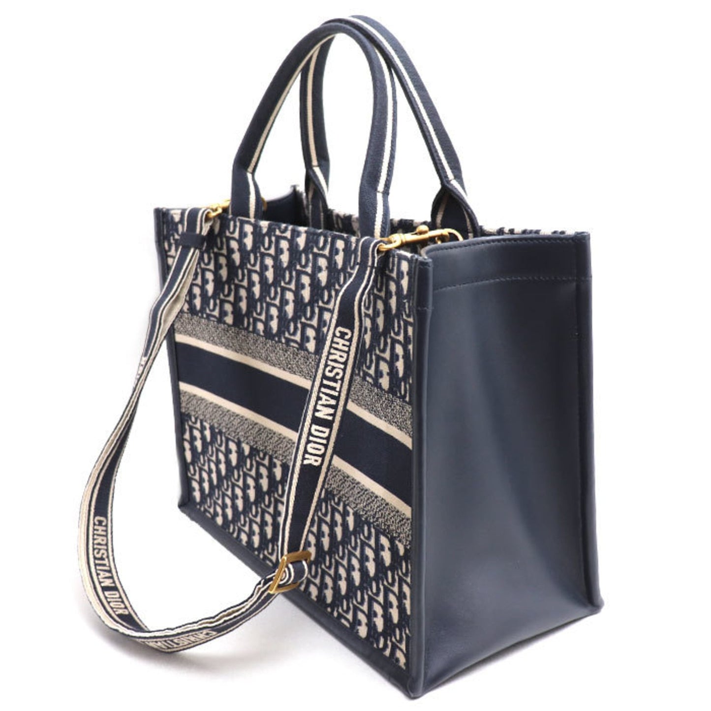 Christian Dior Navy Cotton Leather Tote Bag ()