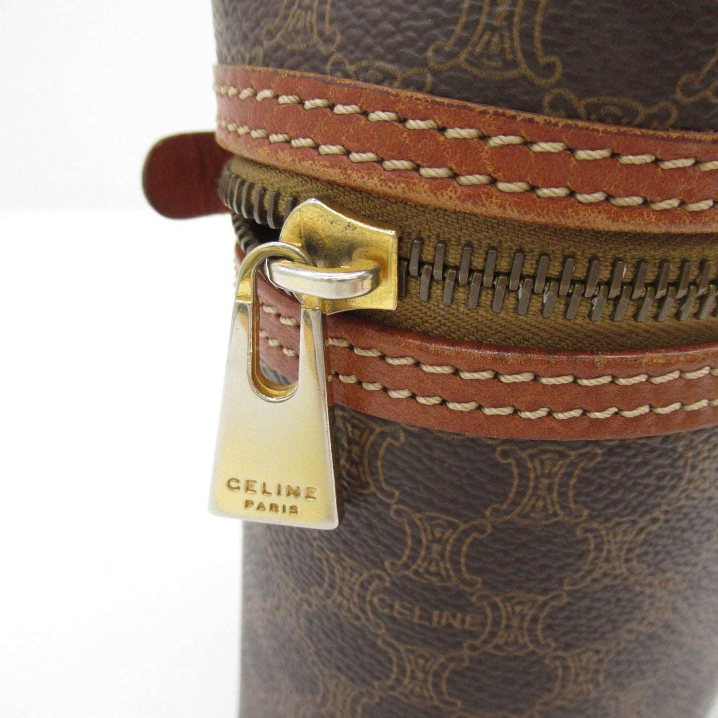 Celine Macadam vanity bag Brown PVC coated canvas