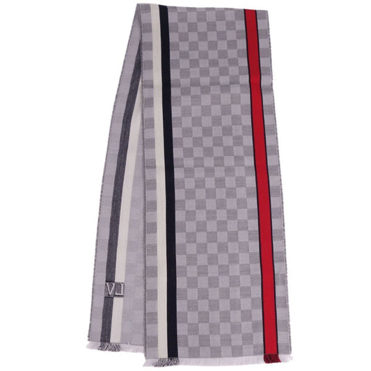 LOUIS VUITTON muffler stole Echarpe Damier LV wool 100% ladies gray