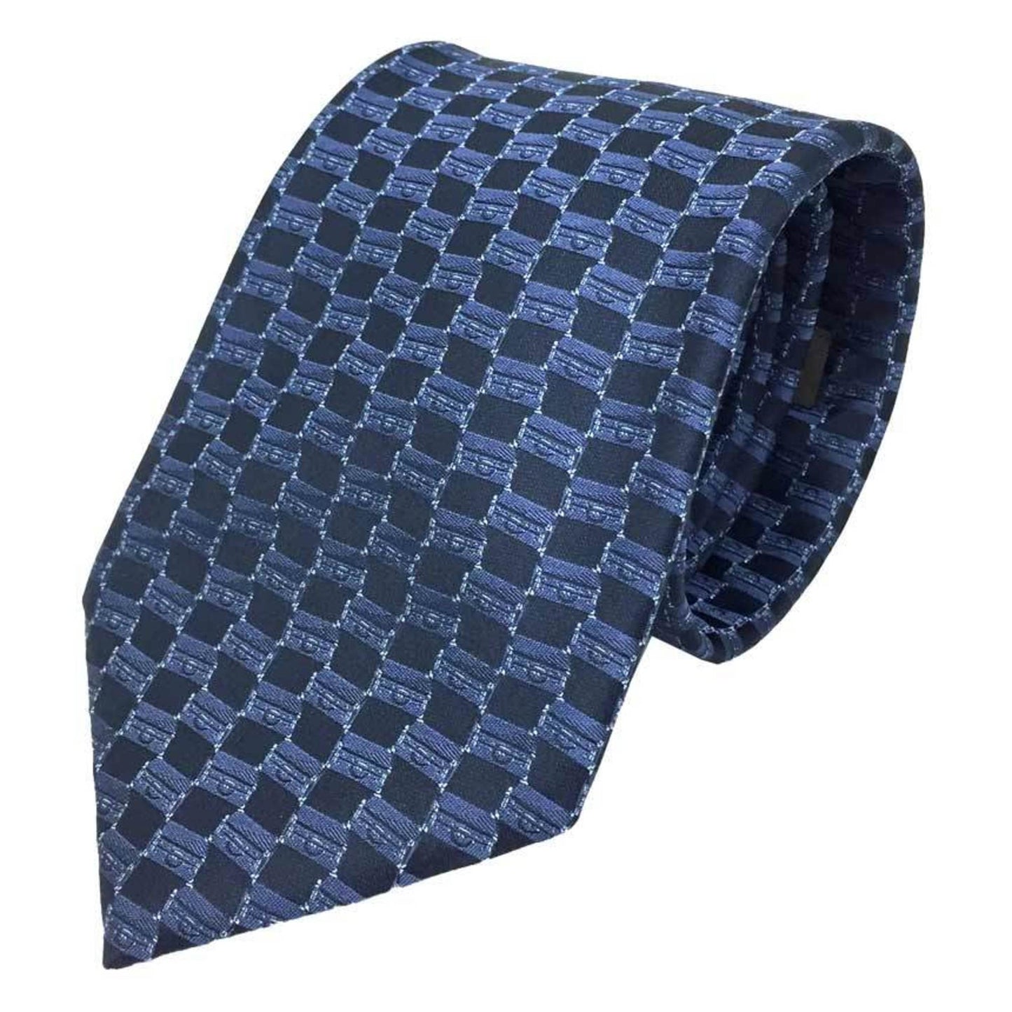 LOUIS VUITTON tie trunk pattern navy 100% silk men's