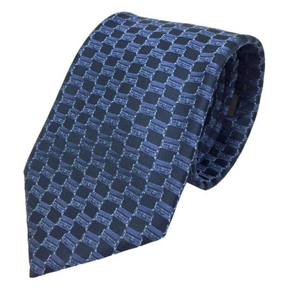 LOUIS VUITTON tie trunk pattern navy 100% silk men's