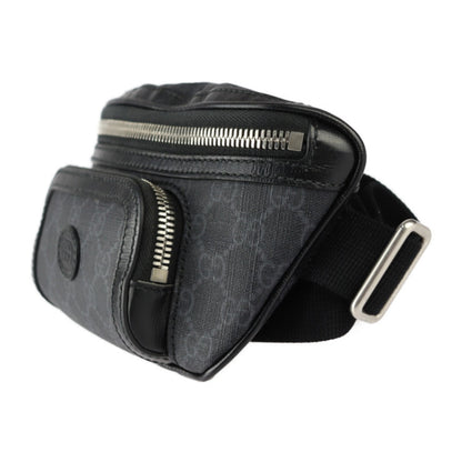 Gucci Black Gray Gg Supreme Leather Fanny Pack Sling Bag