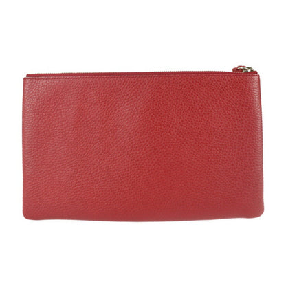 Gucci Bamboo Clutch Bag 449652 Leather Red Tassel Second