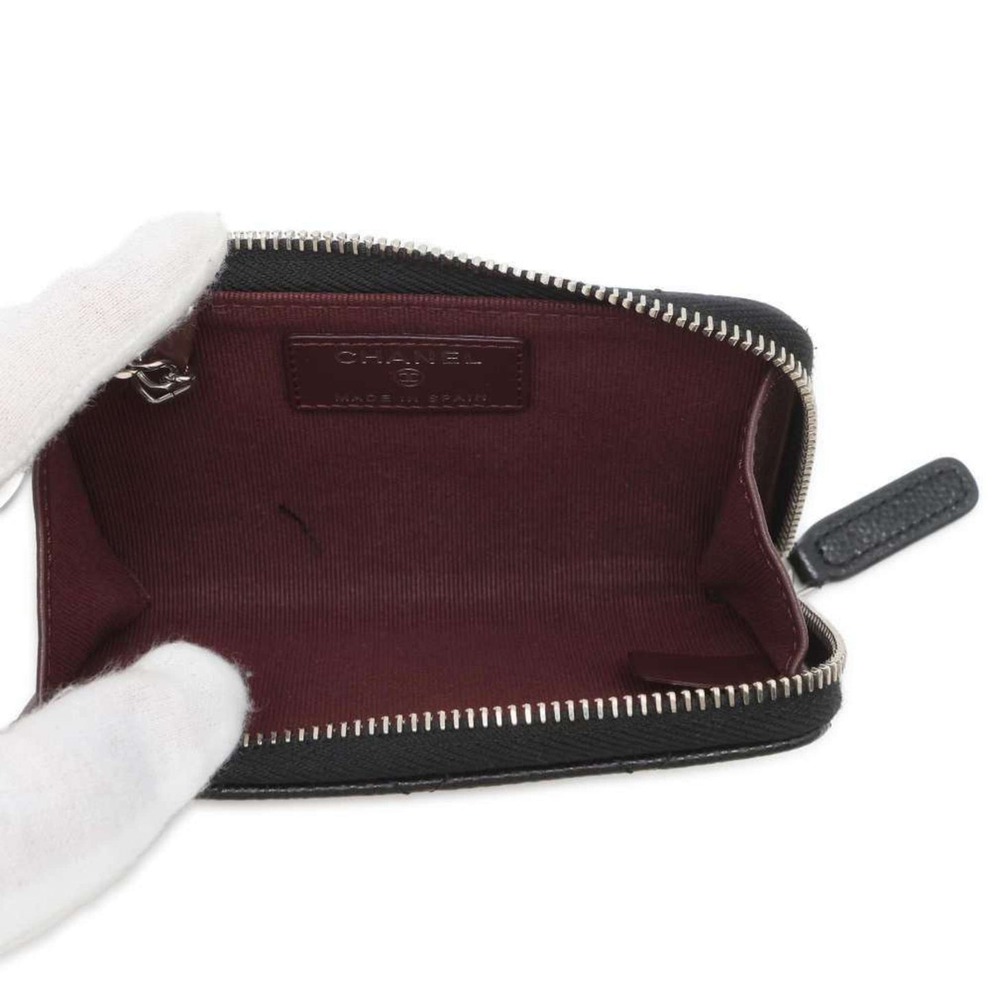 CHANEL Wallet/Coin Case Matelasse Caviar Skin AP0221 Black