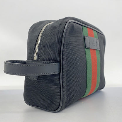 Gucci Black Green Red Color Nylon Canvas Clutch Bag