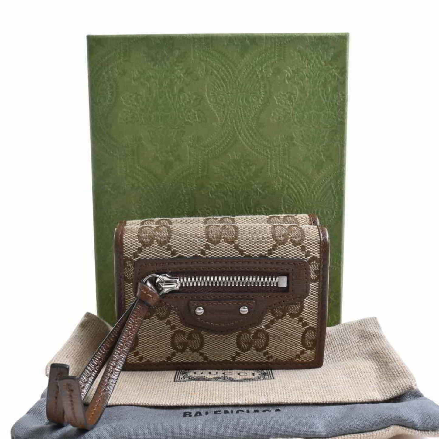 Gucci Balenciaga Collaboration GG Canvas The Hacker Project Trifold Compact Wallet Brown/Beige