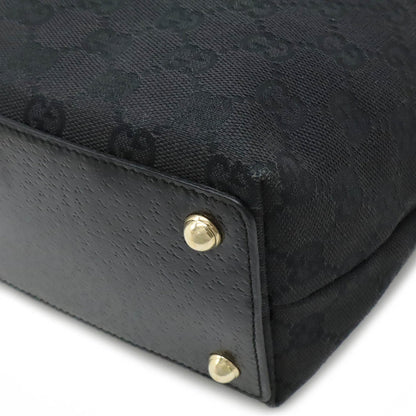 Gucci Gg Canvas Black Gg Canvas Leather Handbag Tote Bag