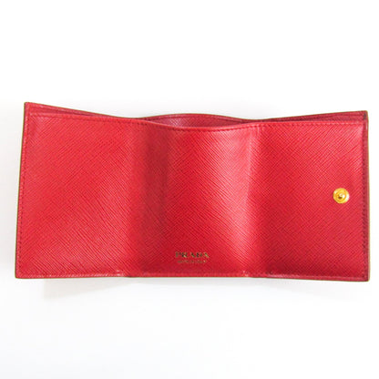 Prada Saffiano 1MH021 Women's Leather Wallet (tri-fold) Red Color