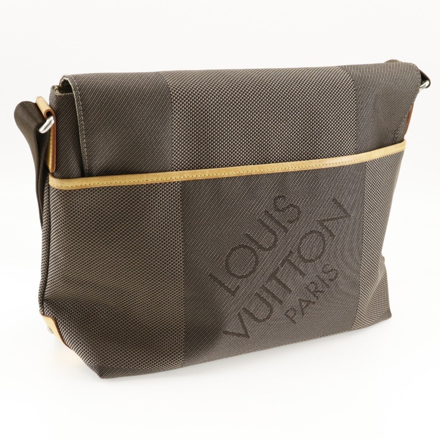 LOUIS VUITTON Roux Shoulder Bag M93077 Damier Jean Canvas Tail Made in France Brown Crossbody 2way A4 Flap Men's