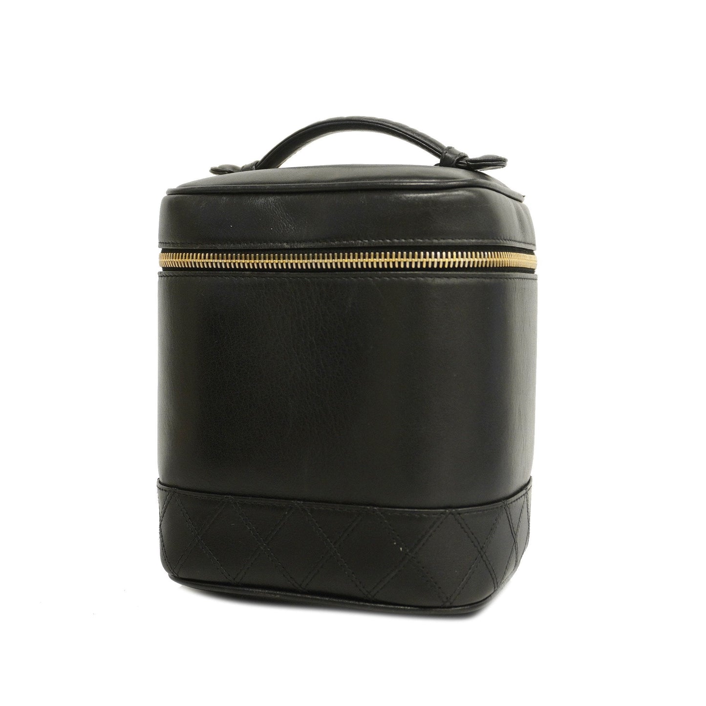 Chanel[3ca0286] Auth  Vanity Bag Bicolore Lambskin Black Gold metal