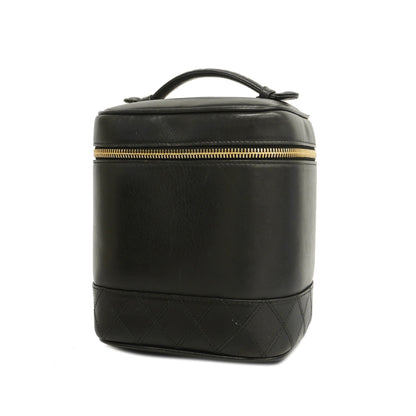 Chanel[3ca0286] Auth  Vanity Bag Bicolore Lambskin Black Gold metal