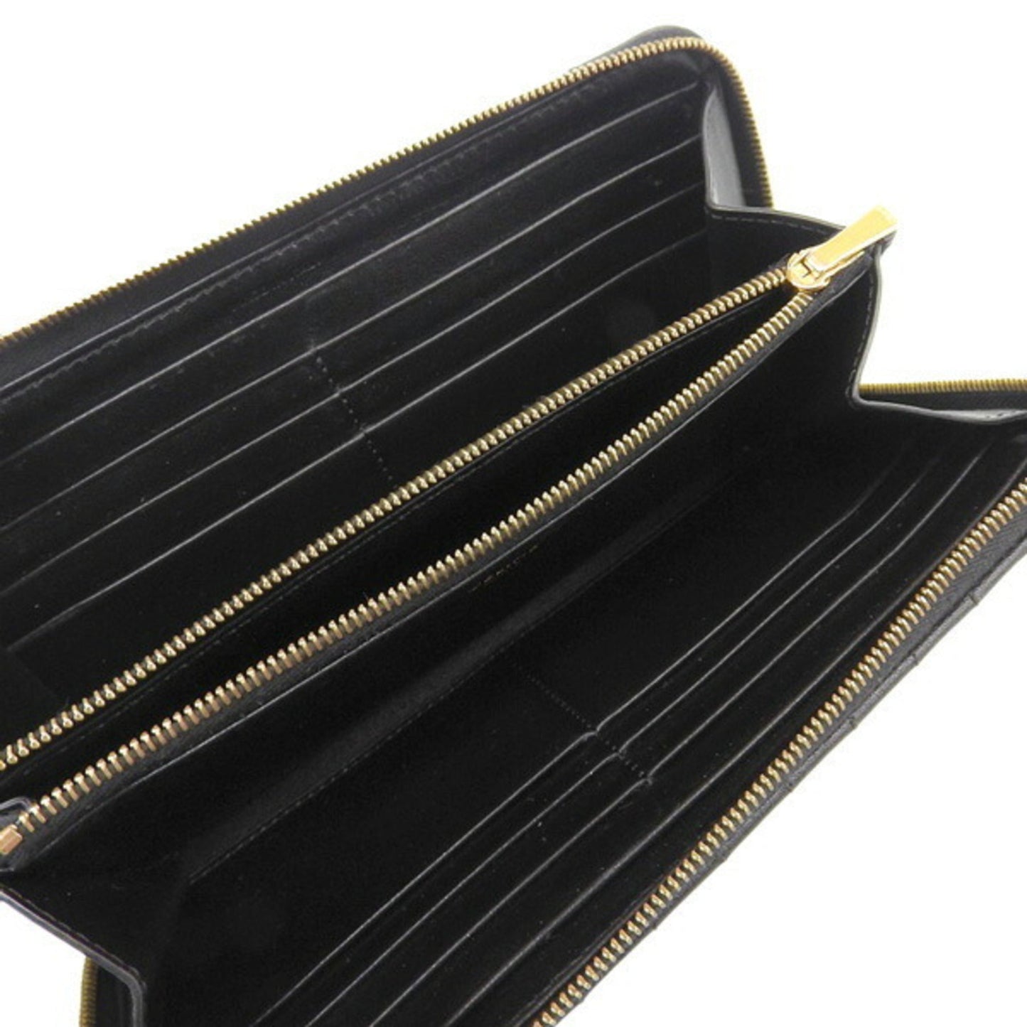 Celine Leather C Charm Round Long Wallet Black Ladies
