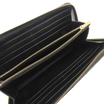 Celine Leather C Charm Round Long Wallet Black Ladies