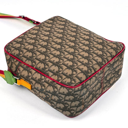 Christian Dior Trotter Brown Multi-Color Coated Canvas Leather Shoulder Bag ()