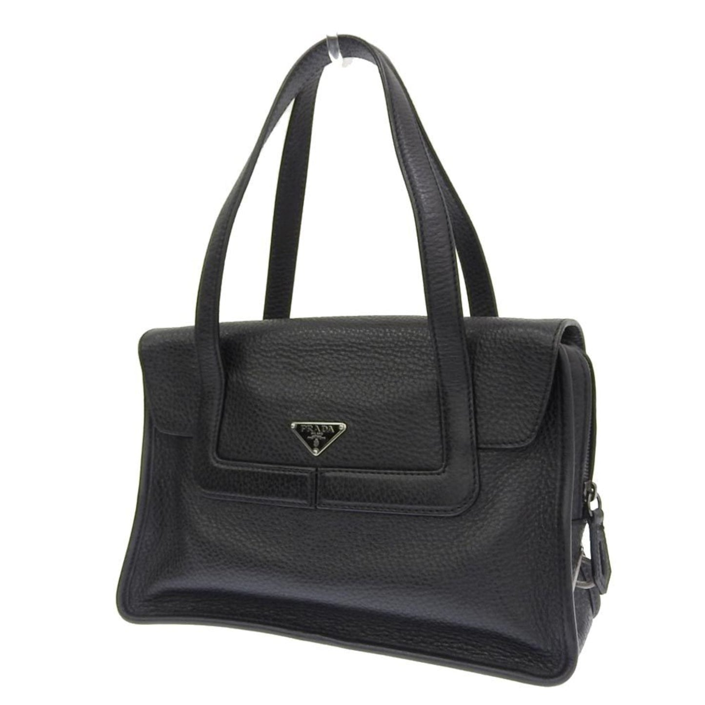 Prada stitch ribbon shoulder Bag leather black BR1931