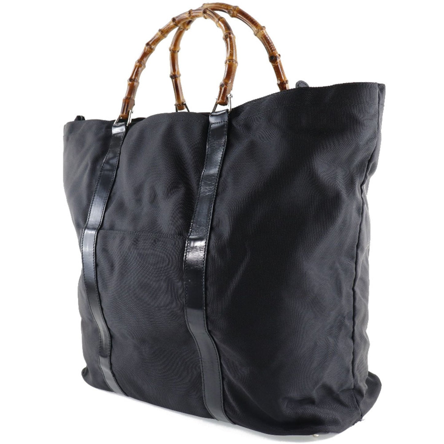 Gucci Black Brown Nylon Canvas Tote Bag