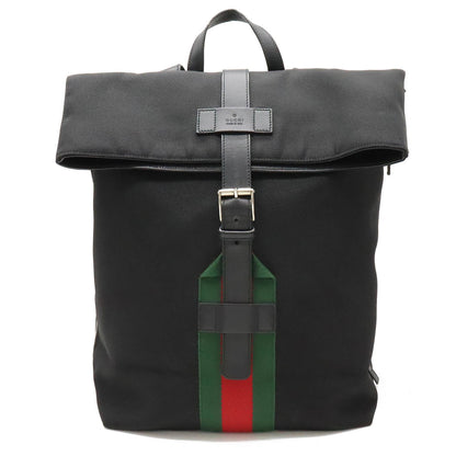 Gucci Black Green Red Color Canvas Leather Backpack