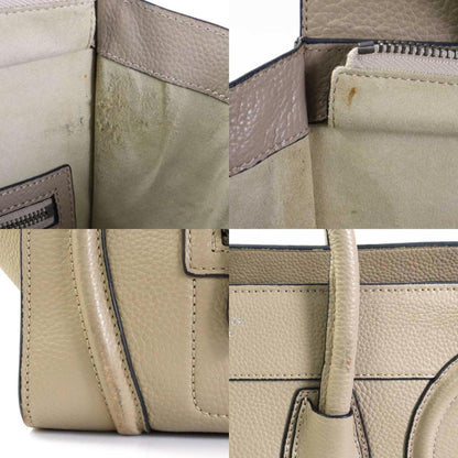 Celine Handbag Luggage Mini Shopper Leather Beige Ladies