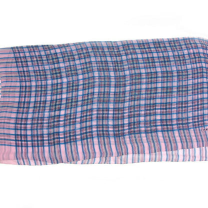 Chanel Check Pattern Chiffon Large Stole Pink Multicolor
