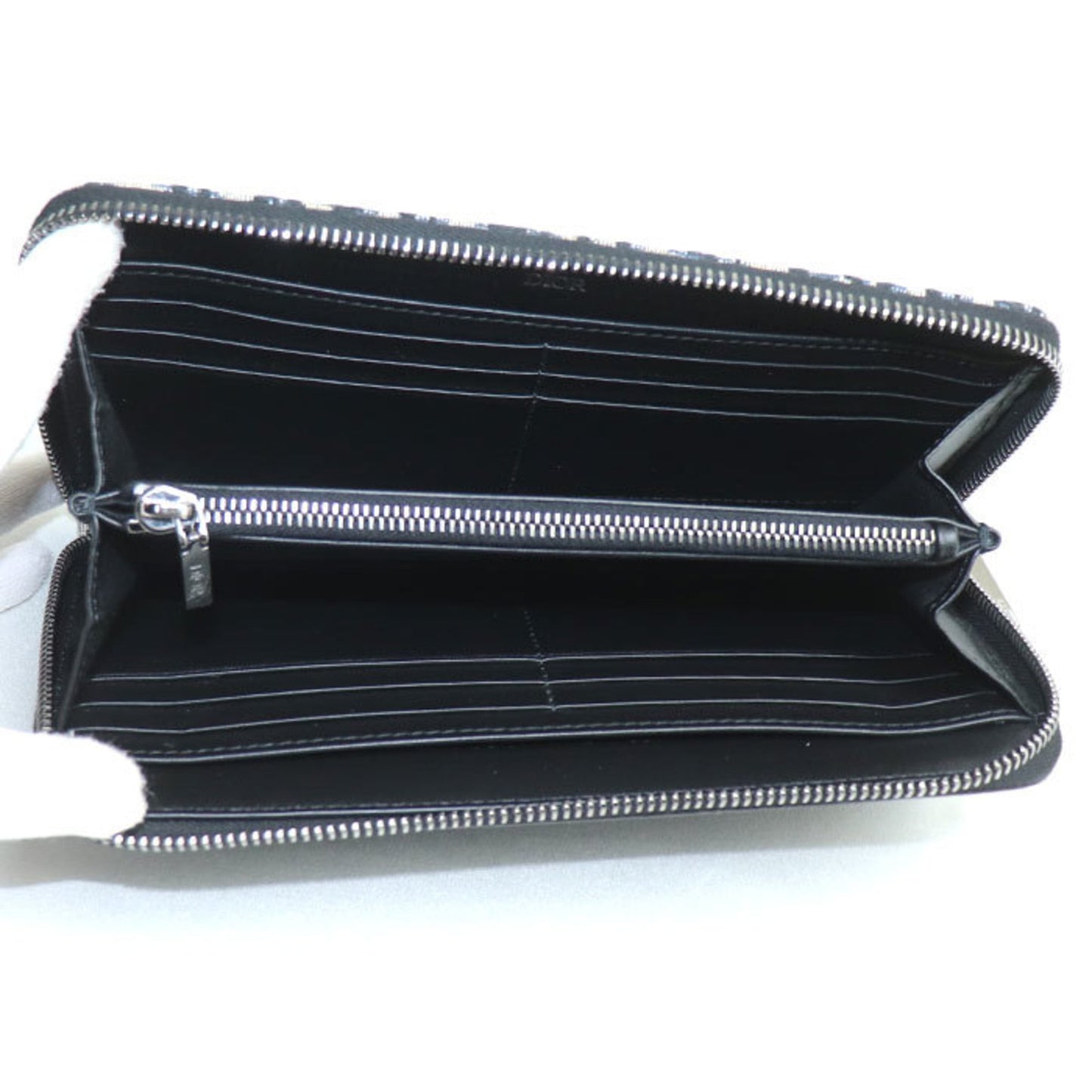 Christian Dior Navy Canvas Leather Long Wallet (Bi-Fold) ()