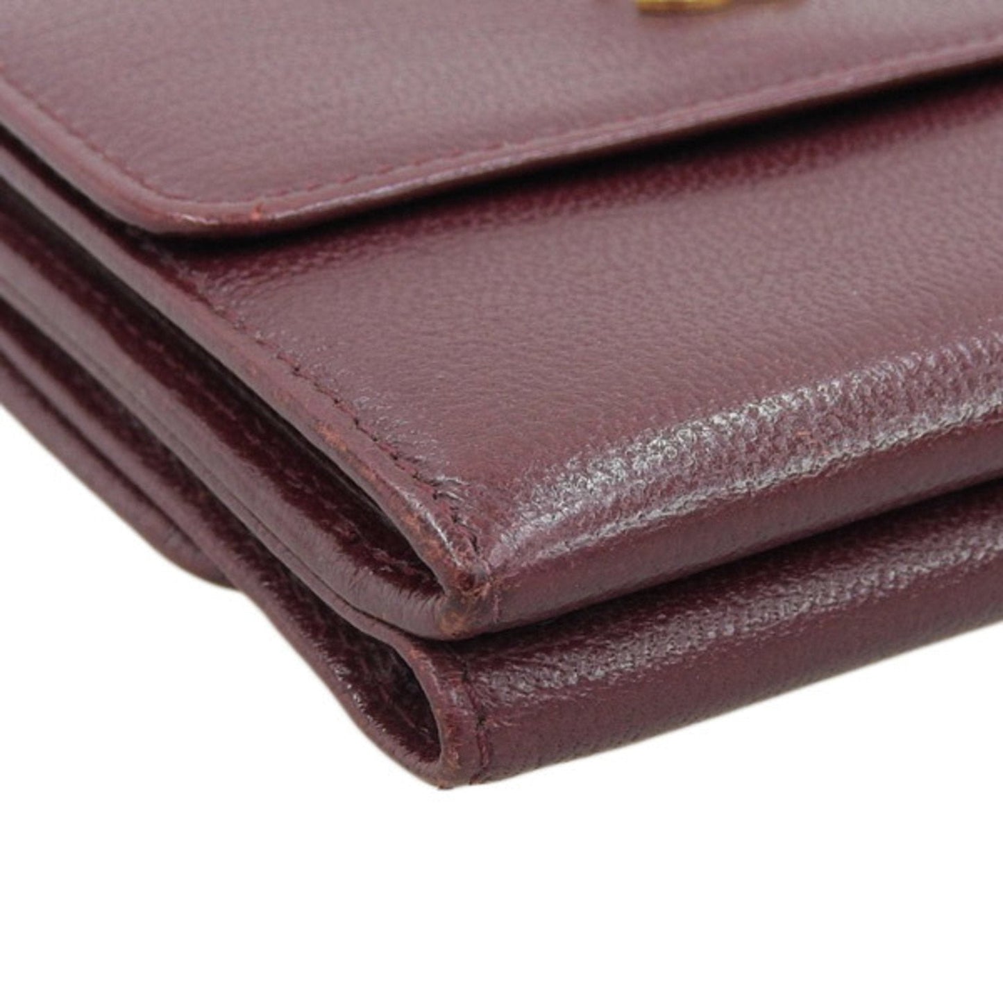 CHANEL Leather Cocomark Trifold Wallet Bordeaux Ladies