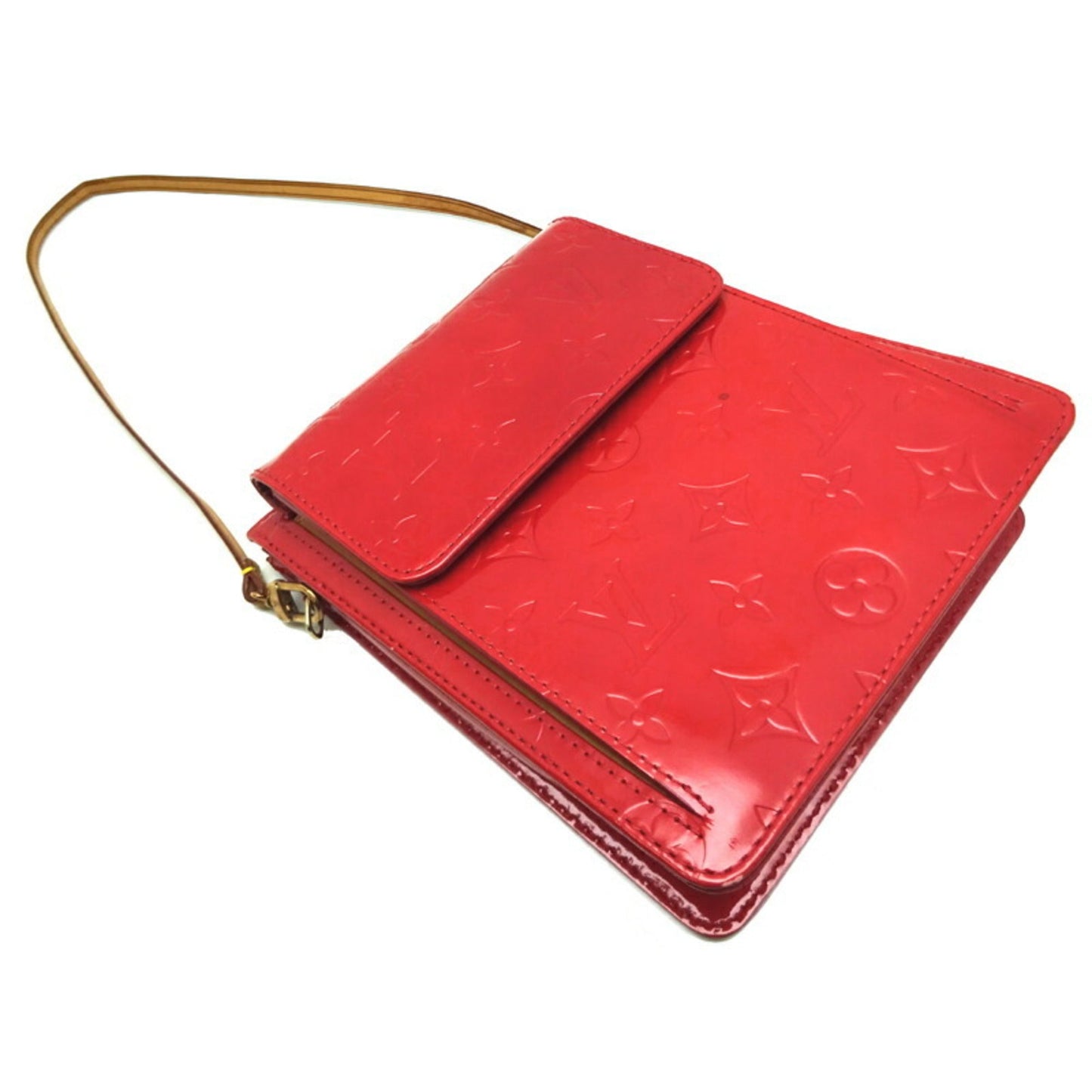 LOUIS VUITTON Mott *There is a crack on the strap Women's shoulder Bag M91137[] Vernis Rouge [Red]