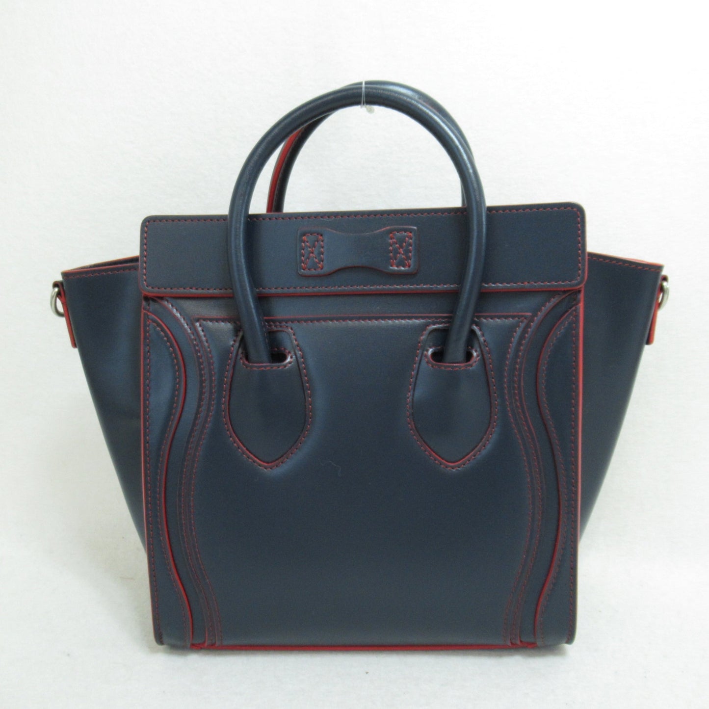 Celine Luggage Micro Shopper Shoulder Bag Navy Red Calfskin [cowhide]