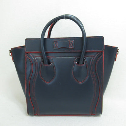 Celine Luggage Micro Shopper Shoulder Bag Navy Red Calfskin [cowhide]