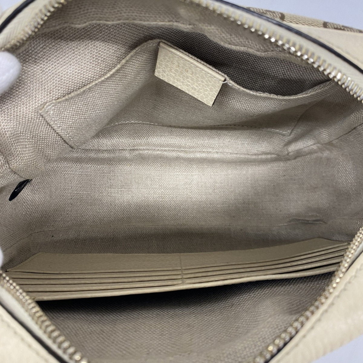 Gucci Brown White Canvas Shoulder Bag