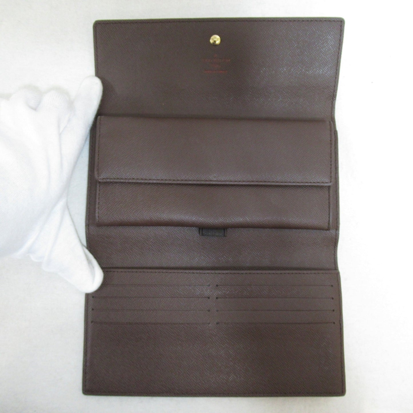 LOUIS VUITTON Portefeiulle International Trifold Long Wallet Brown Ebene Damier PVC coated canvas N61217