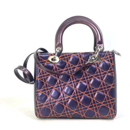 Christian Dior Orange Purple Leather Handbag Shoulder Bag ()