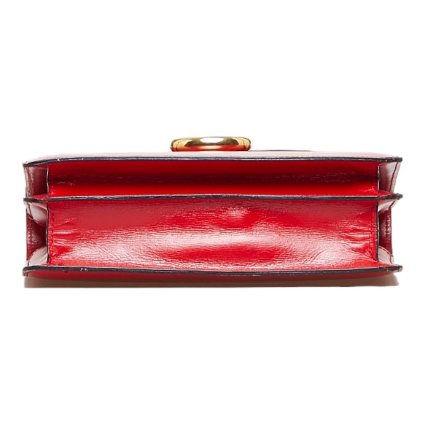 Celine Gancini Handbag Red Gold Leather Ladies