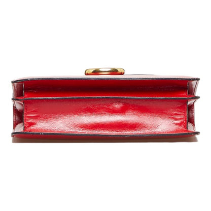 Celine Gancini Handbag Red Gold Leather Ladies