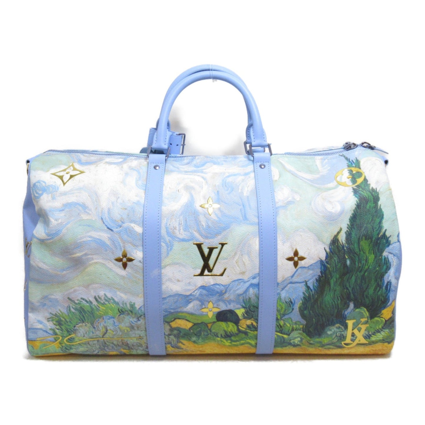 LOUIS VUITTON Van Gogh Keepall Bandouliere 50 Boston Bag Blue PVC coated canvas Masters collection M43347