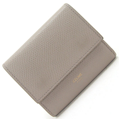 Celine Trifold Wallet Small 10B573BEL Greige Leather Women's