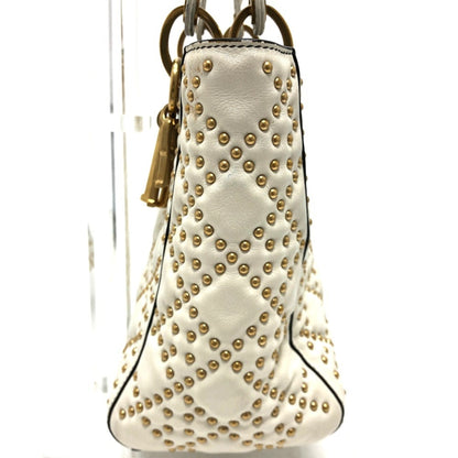 Christian Dior Lady Dior White Leather Handbag Tote Bag ()