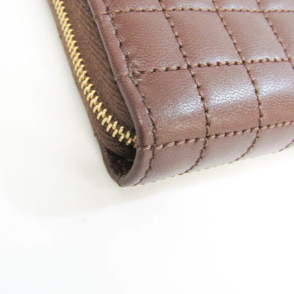 Celine Round Fastener Quilting With C Charm 10B553BFL Women's Leather Long Wallet [bi-fold] Dark Brown