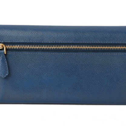 Prada wallet Prada long 1MH132 BLUETTE blue SAFFIANO FIOCCO embossed leather