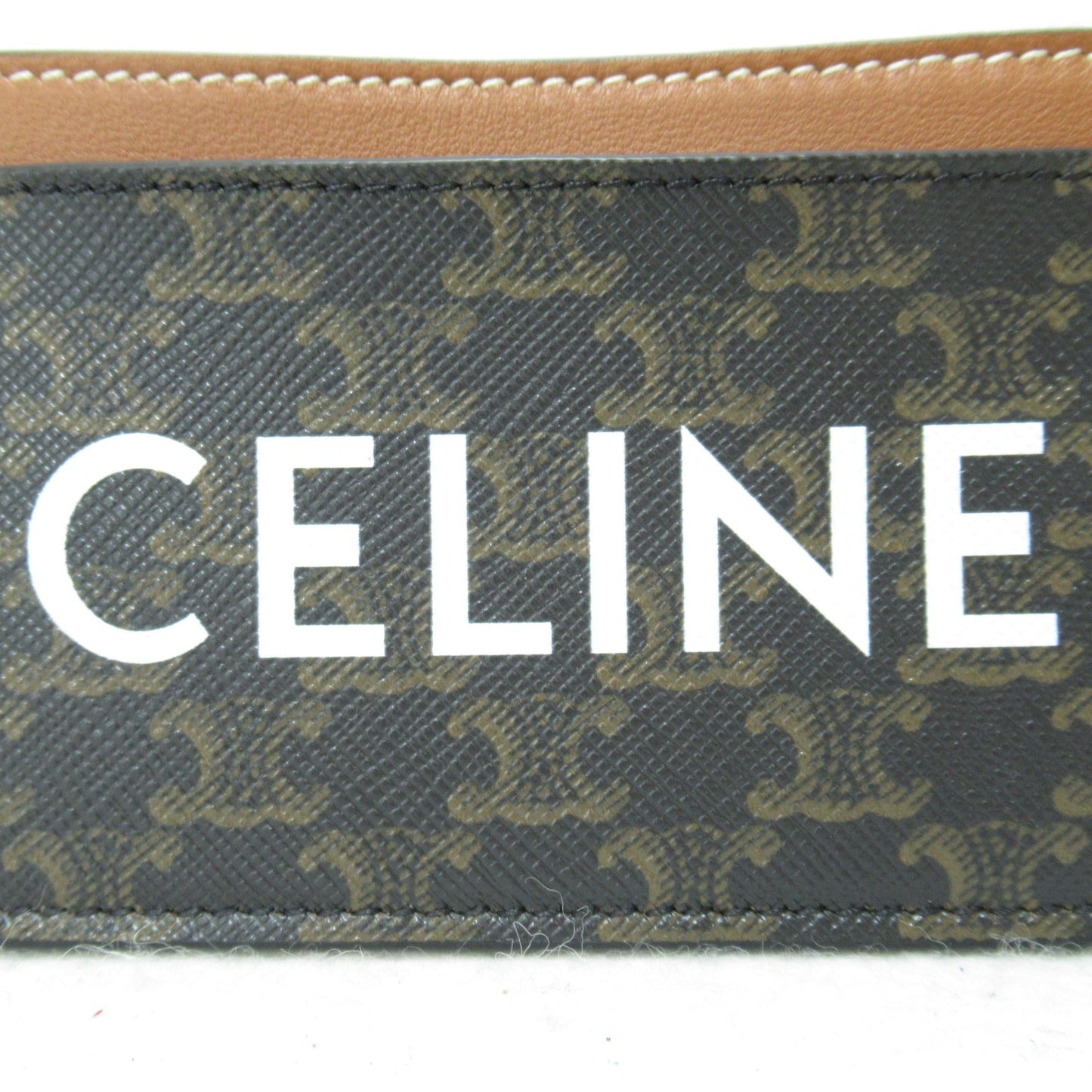 Celine Card Case Brown dark brown /Camel leather PVC coated canvas