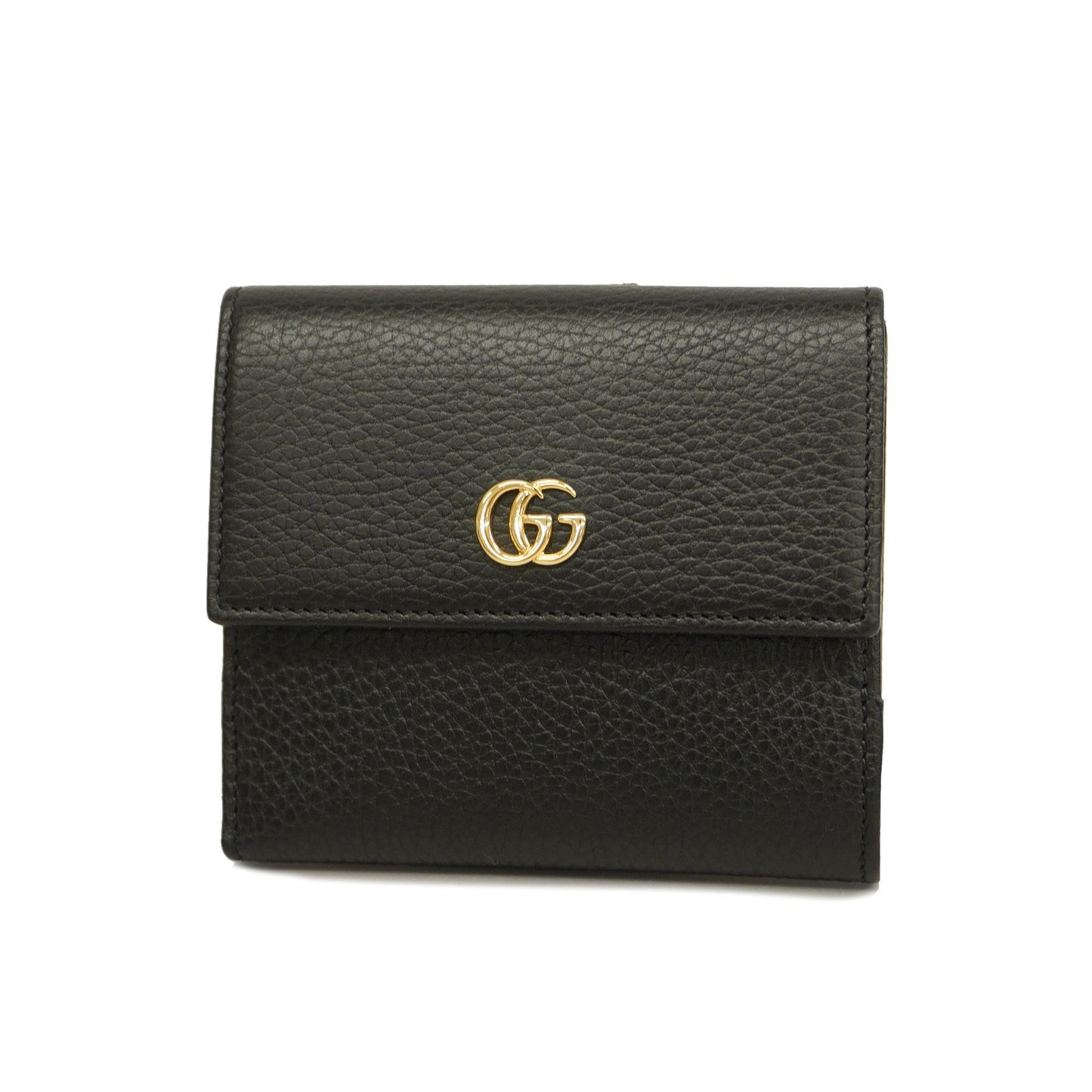 GUCCI  GG Marmont Gold Hardware 456122 Women's Leather Wallet Black