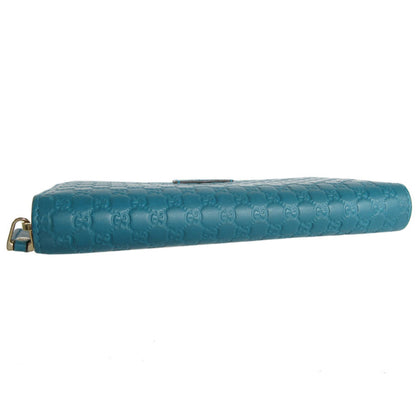 Gucci Blue Leather Long Wallet (Bi-Fold)