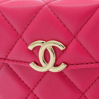 Chanel Small Box Chain Shoulder Bag Lambskin Pink AS2877