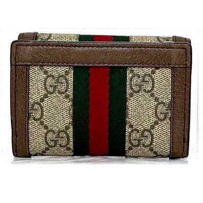 Gucci Beige Brown Pvc Canvas Leather Wallet (Tri-Fold)